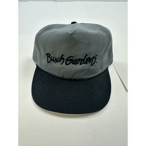 Vintage Busch Gardens SnapBack Hat Gray 100% Nylon Lightweight Cap